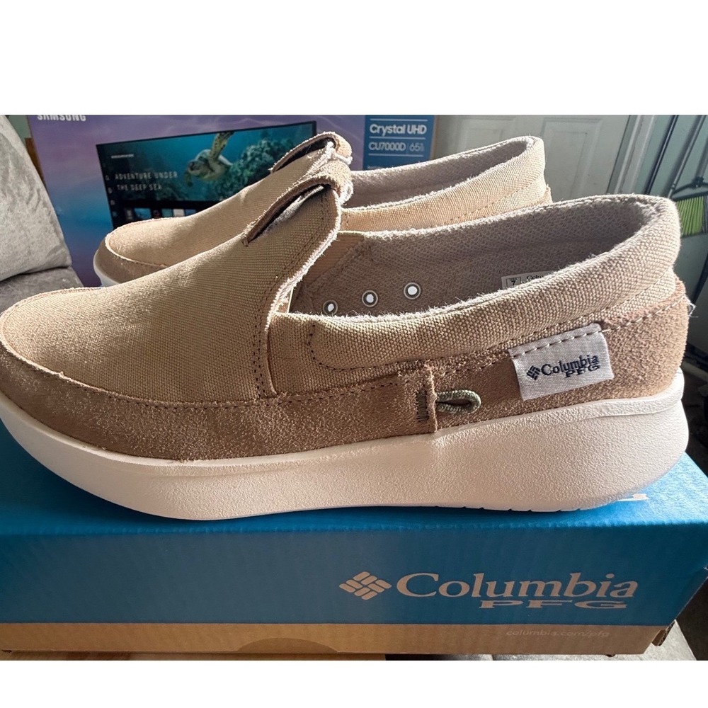 Columbia PFG Boatside Mens Slip On Shoes Ancient Fossil BM9920-271 Size 7 NEW